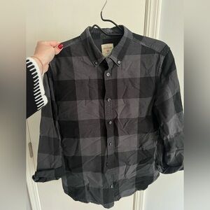 GAP Black & Charcoal Buffalo Check Oxford Shirt